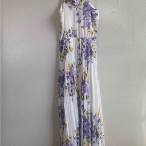 Premier Amour White & Purple Floral Maxi Dress Size 12